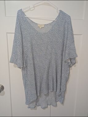 Cynthia Rowley Light Blue Floral Scoop-Neck Tunic